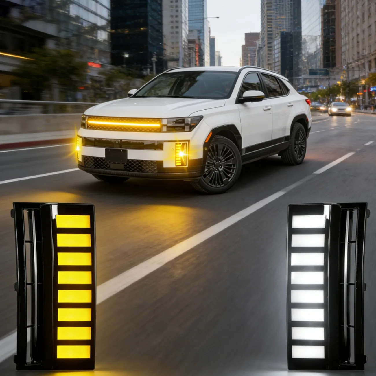 Fog Light DRL LED For 2025 2024 Hyundai Santa Fe Front Bumper Sequential Turn Signal Daytime Running Light Lamp Car Accessories