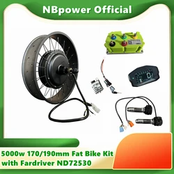 NBpower 170/190mm Dropout 48-72v 5000w Rear Hub Motor Fat Bicycle Conversion Kit Fardriver ND72530 Cntroller DKD display