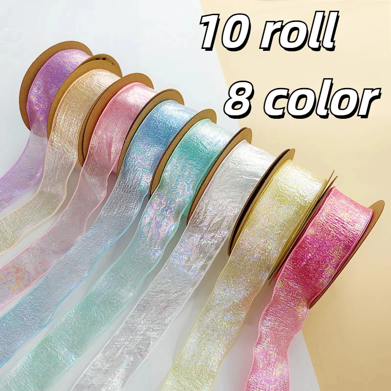 (10yards/roll) 38mm  Pure Chiffon Organza ribbons wholesale colorful gift wrapping decoration Christmas ribbons