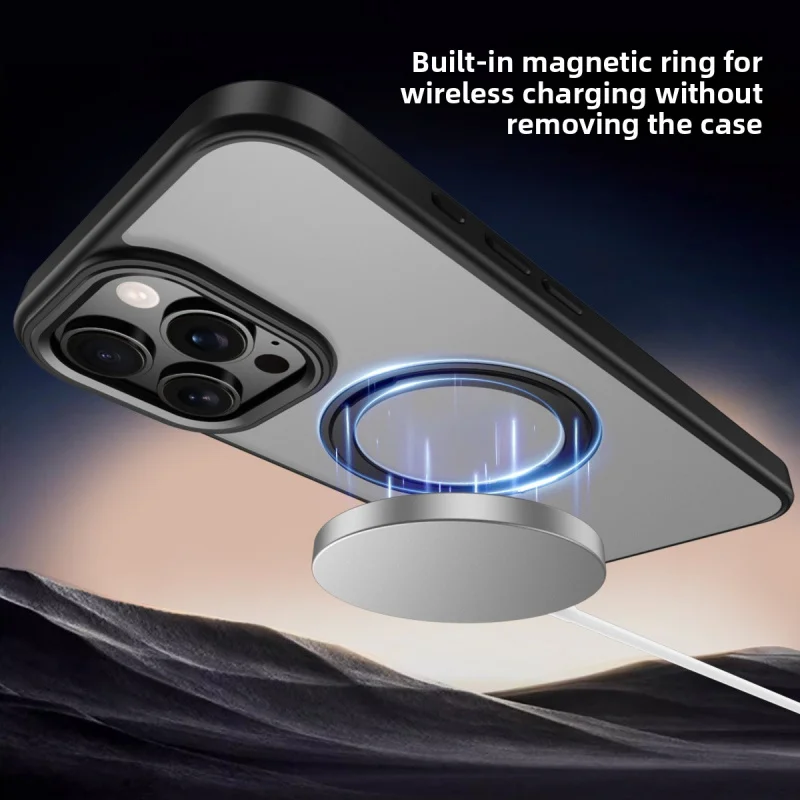 حافظة هاتف أصلية Magsafe لهاتف آيفون 17 برو ماكس 16 15 14 Coque 360 °   حافظات بحامل دوار مضادة لبصمات الأصابع بغطاء كامل
