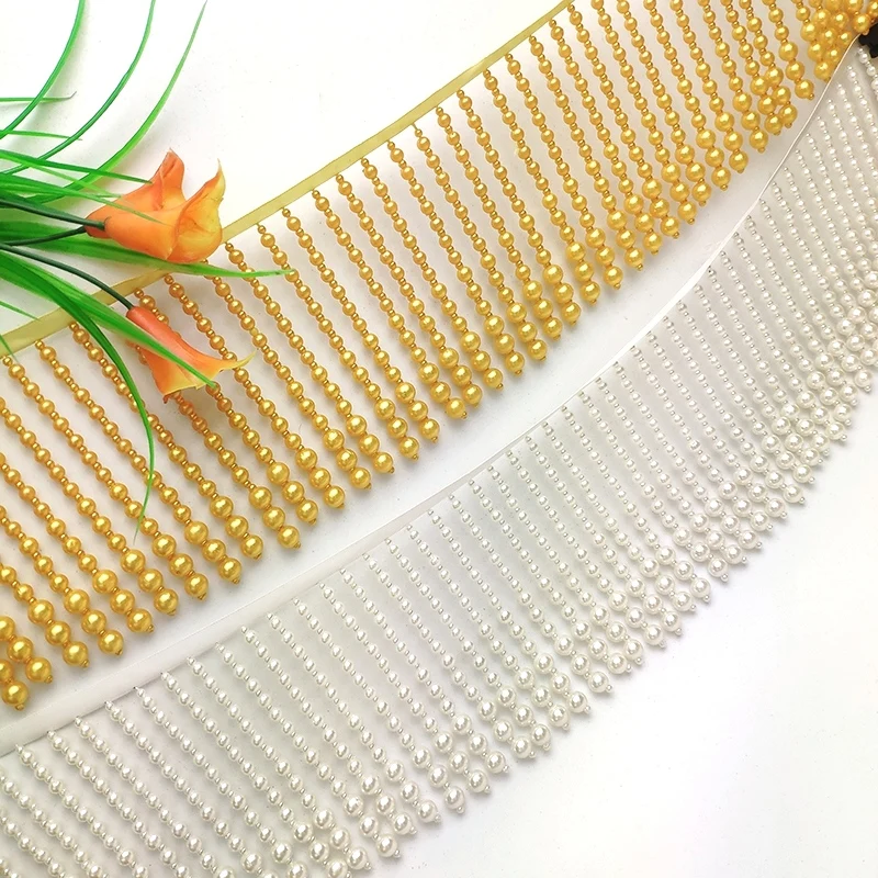 10cm Wide Pearl Beads Beaded Fringe,white, black, Pink, Gold Pearl Beads Beaded Fringe