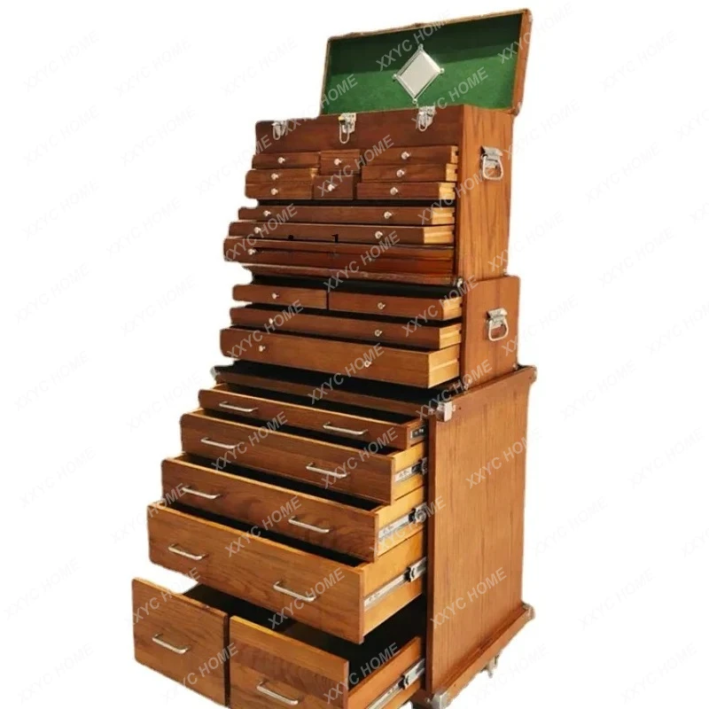 L Bedroom Teak Combination Chest of Drawers Multi-Functional Tool Cabinet Jewelry Storage Cabinet