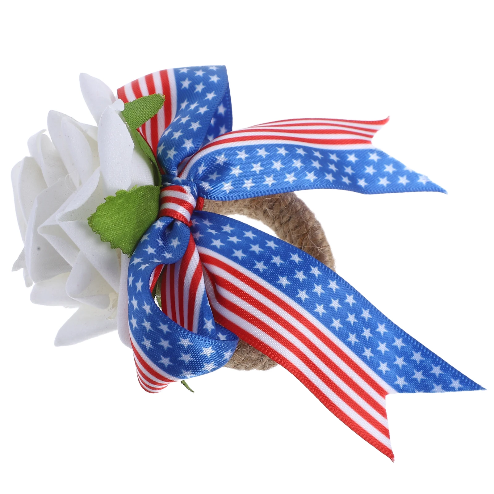 

Napkin Ring Independence Day Party Serviette Buckle Roses Silk Cloth Decorative