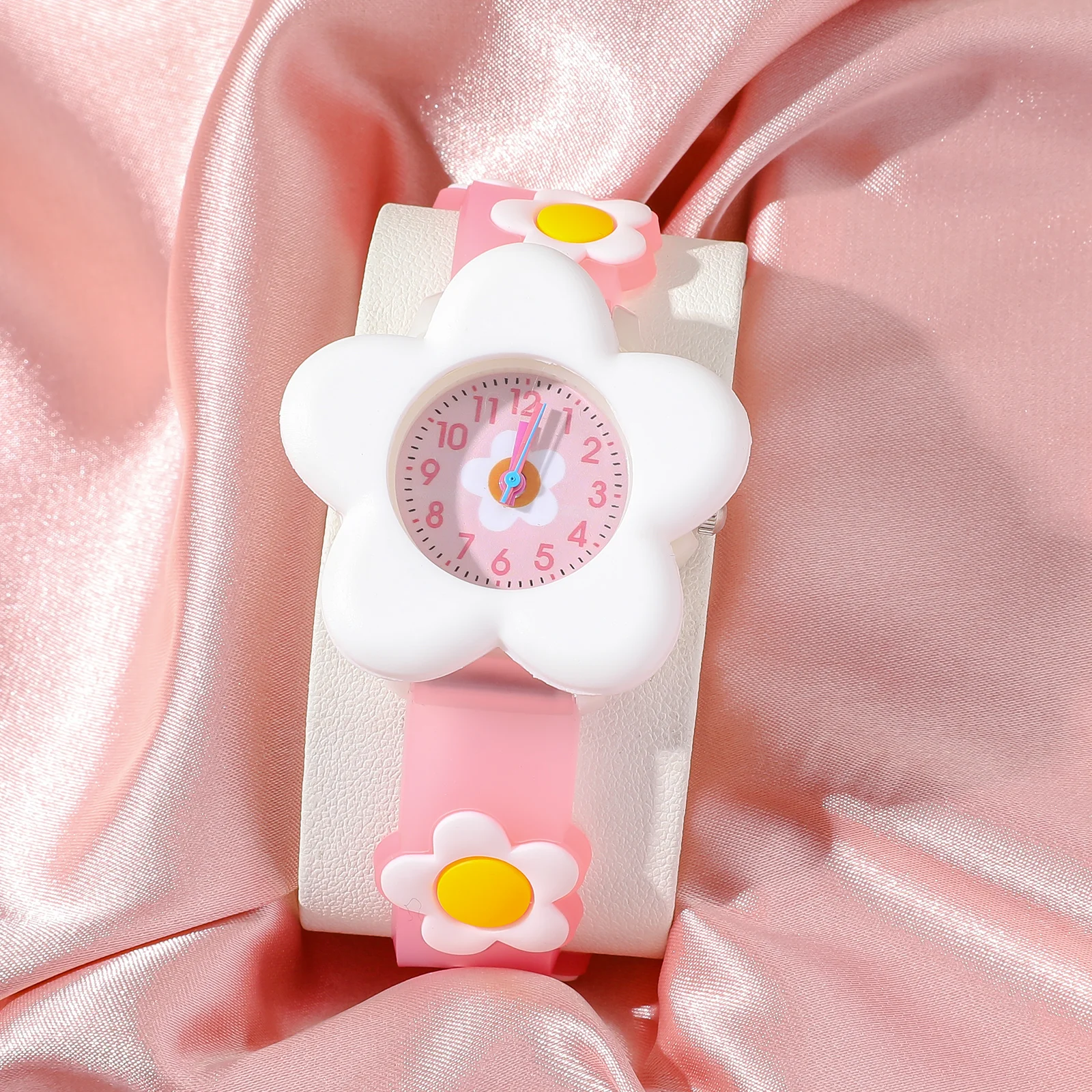 

Милые детские часы Kawaii с цветочным дизайном, розовый пластиковый ремешок, очаровательный стиль, кварцевые наручные часы для школьников, подарок для девочек, Reloj Niña