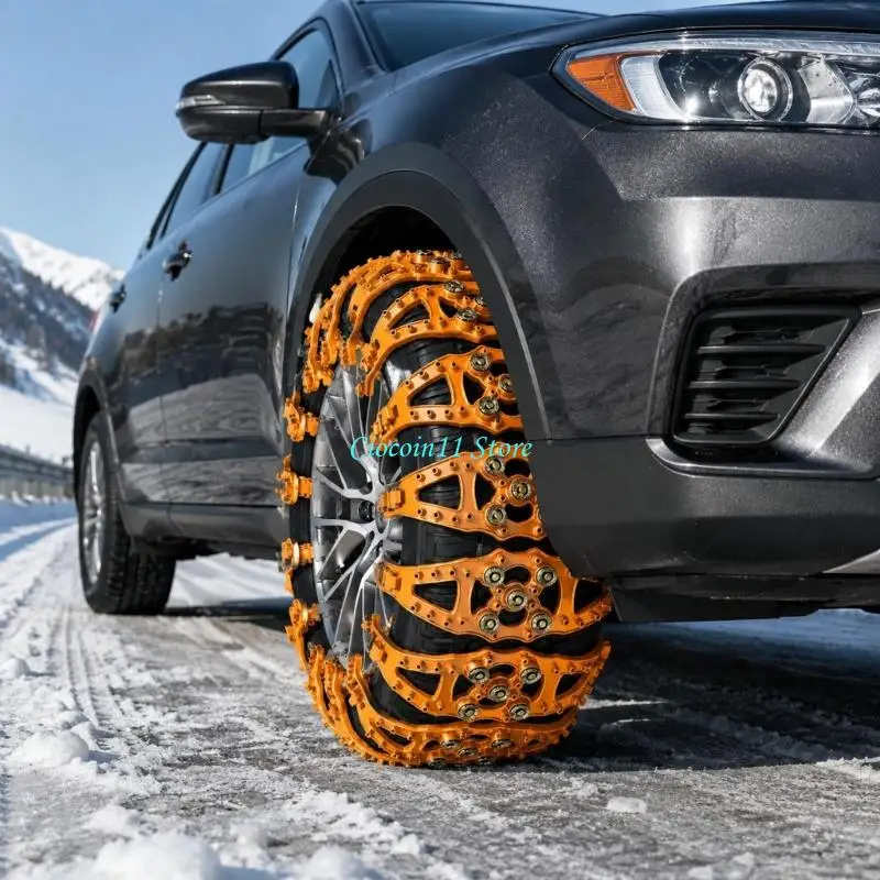 Y1UB Over-Tire Snow Chains with TPU Bodies and Steel Contact Cups for Wet, Muddy, Snow-Covered, or Winter Driving Conditions