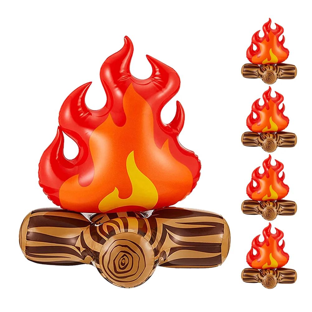

5Pcs Inflatable Fake Campfire Decoration Set Enhanced Visual Appeal with Realistic Logs Flame Effect for Cozy Outdoor Indoor