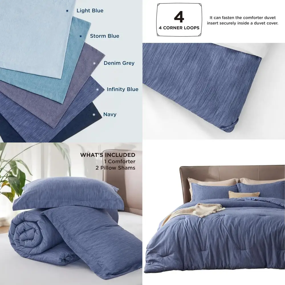 

Infinity Blue King Comforter Set - Soft Cationic Dyed Bedding, 3-Piece, 104x90 Comforter & 2 20x36 Shams
