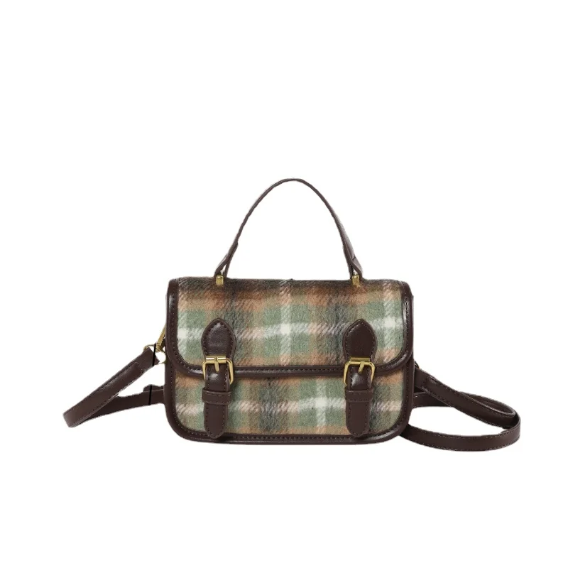 PU Soild Satchels Shoulder Bags Hasp Plaid Fashion Handle Bags for Ladies on Sale 2024 High Quality Bolsa De Ombro Feminina