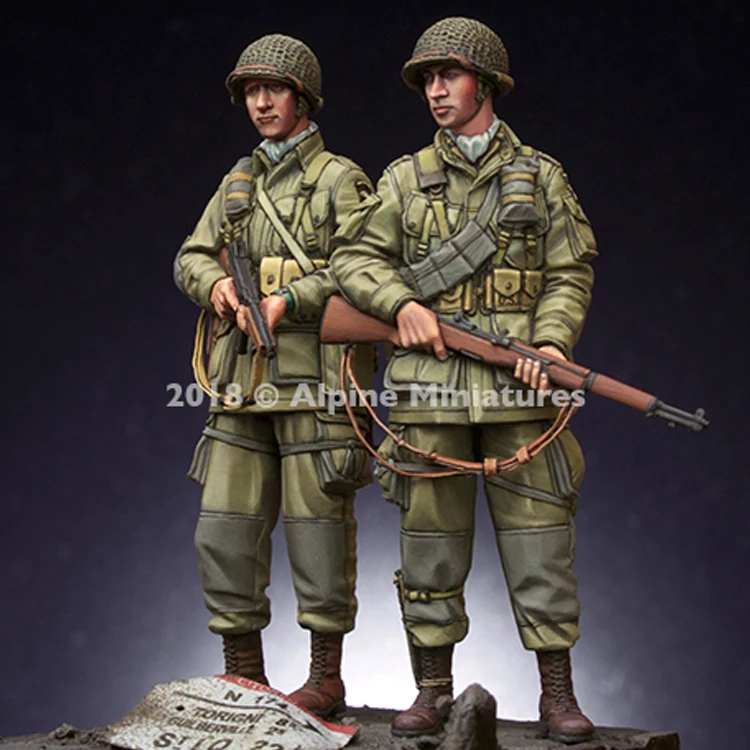 1/35, US 101st Airborne Trooper Set, with 2 different heads, Resin Model Soldier GK, Unassembled and unpainted kit