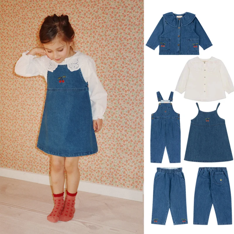 

Pre-sale(ship in October) 2024 KS Winter Girls Clothes Denim Jacket Baby Girls Overalls Kids Clothes Toddler Girls Dress Pants