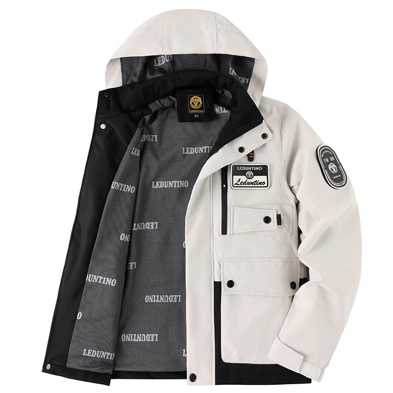 Outdoors Men Comfort Detachable Hat Solid Tops Spring Autumn Simplicity Windproof Casual Coat New Fashion Versatile Jacket Men