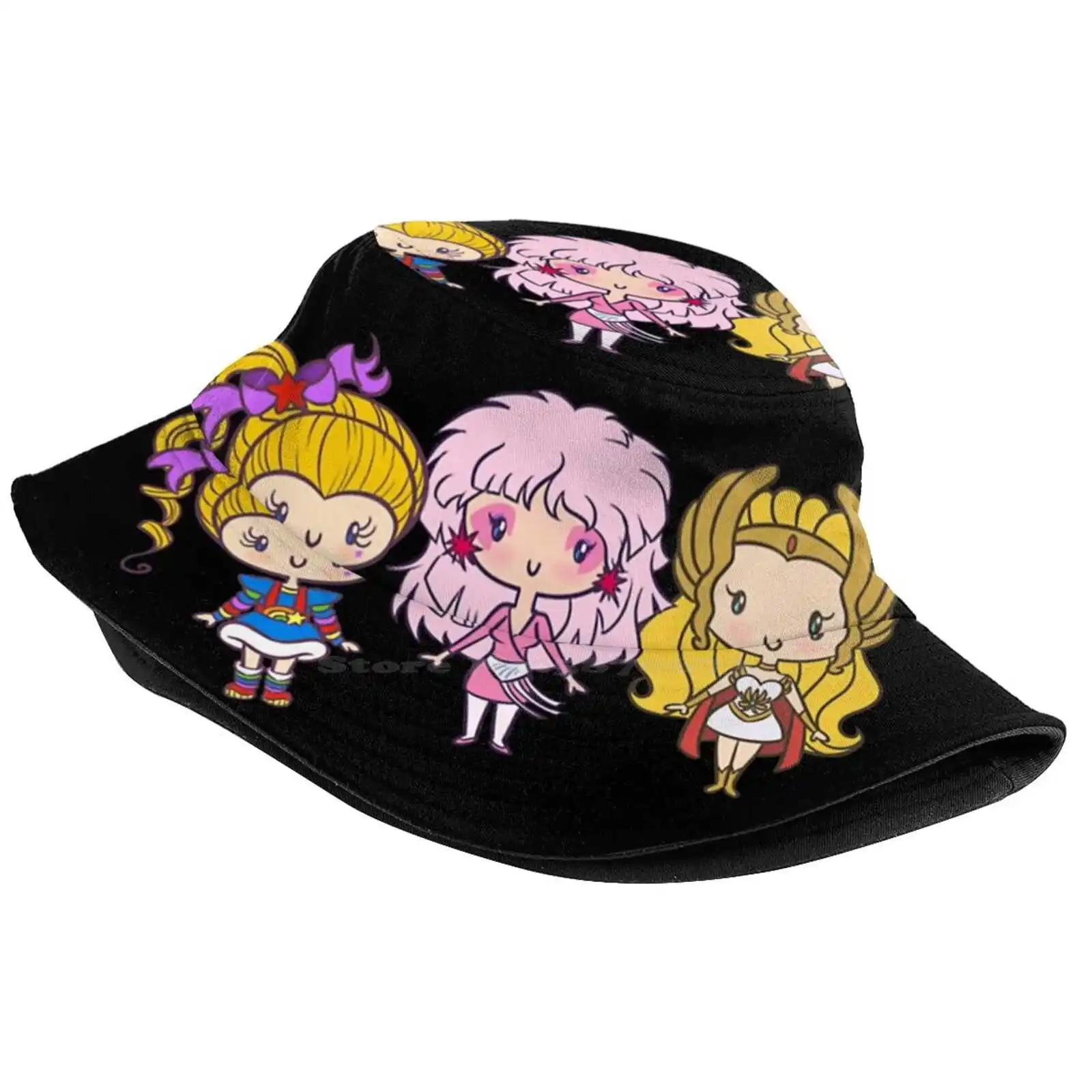 Lil' Cuties- Eighties Ladies Sun Cap Fisherman Hat Bucket Hats Rainbow Brite 1980S Animation Cartoon Chibi Jem And The