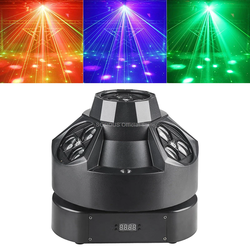 

DJ LED Light Strobe 200W RGBW 4in1 DJ Stage Light Infinite Rotation DJ Lights with Sound Activated for Wedding Party Live House