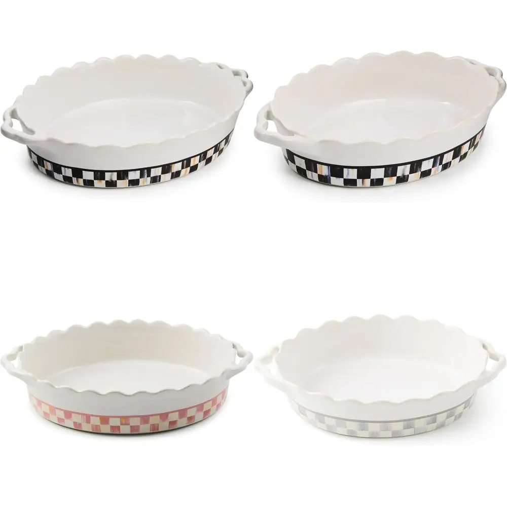

Mackenzie-Childs Medium Everyday Casserole Baker in Black and White Courtly Check Pattern