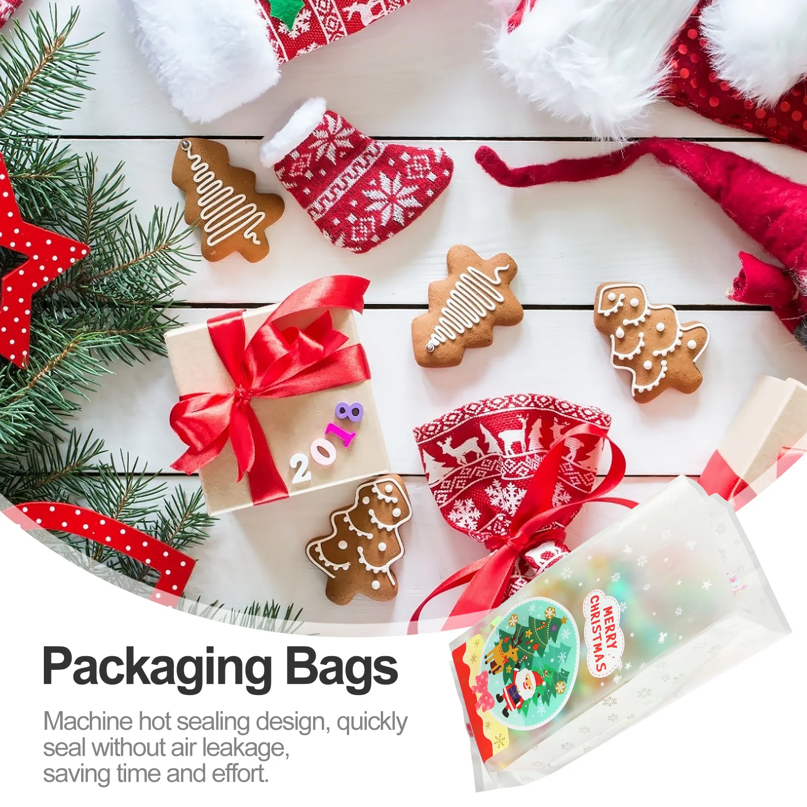 

50Pcs Candy Bags for Christmas Machine Sealed Snack Pouch Heavy Duty Gift Wrapping Xmas Bag Christmas Candy Bag