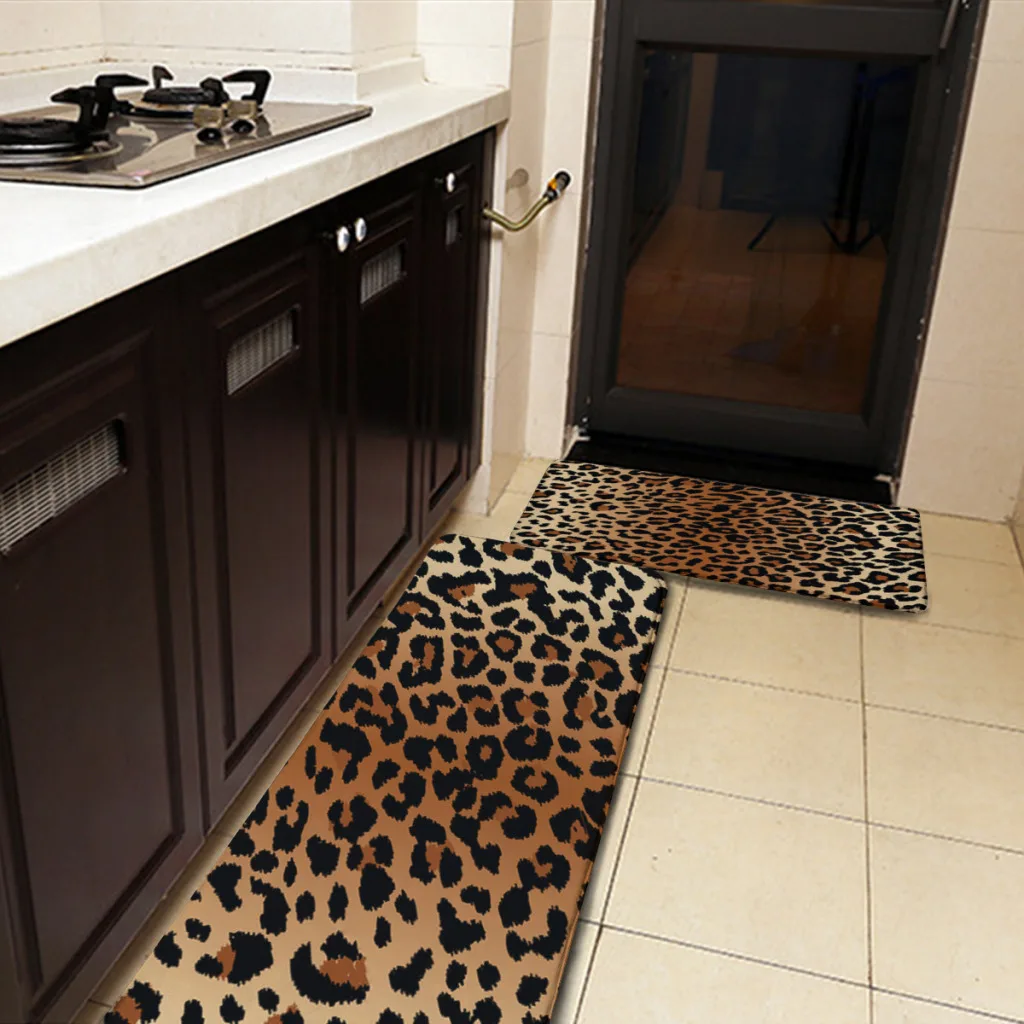 Animal Leopard Print Pattern Cheetah Brown Kitchen Mat Floor Carpet Fashion Simple  House Modern Home Decor   ﻿