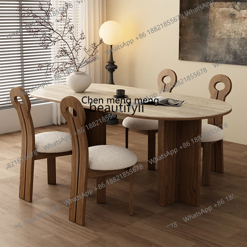Cave Stone Stone Plate Dining Table Living Room Nordic Retro Style Key Chair Oval Modern Minimalist