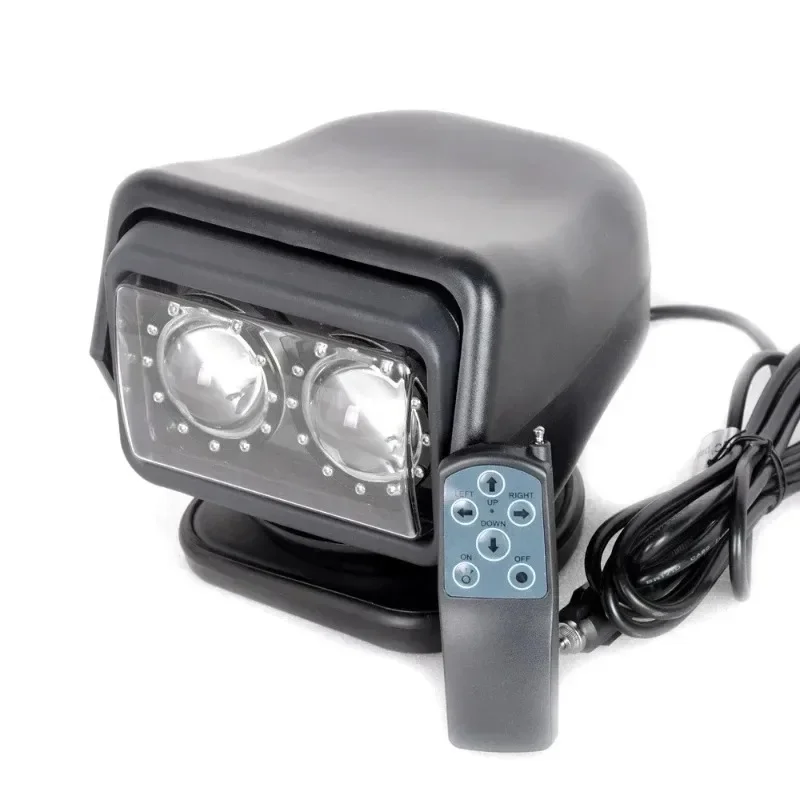 Remote Control Searchlight, 60W 12V Laser Chip LED Spotlight, 360 Rotating Light, for Marine Boat Offroad Truck, High Low Base