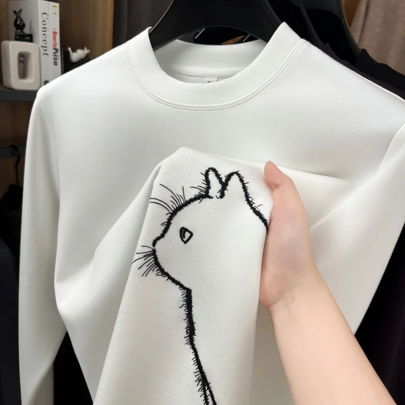 

Men's New Autumn Long Sleeves T-Shirt Trend Characteristics Kitten Easy to Match Sweatshirt Fashion Underwear Men Clothing Tops