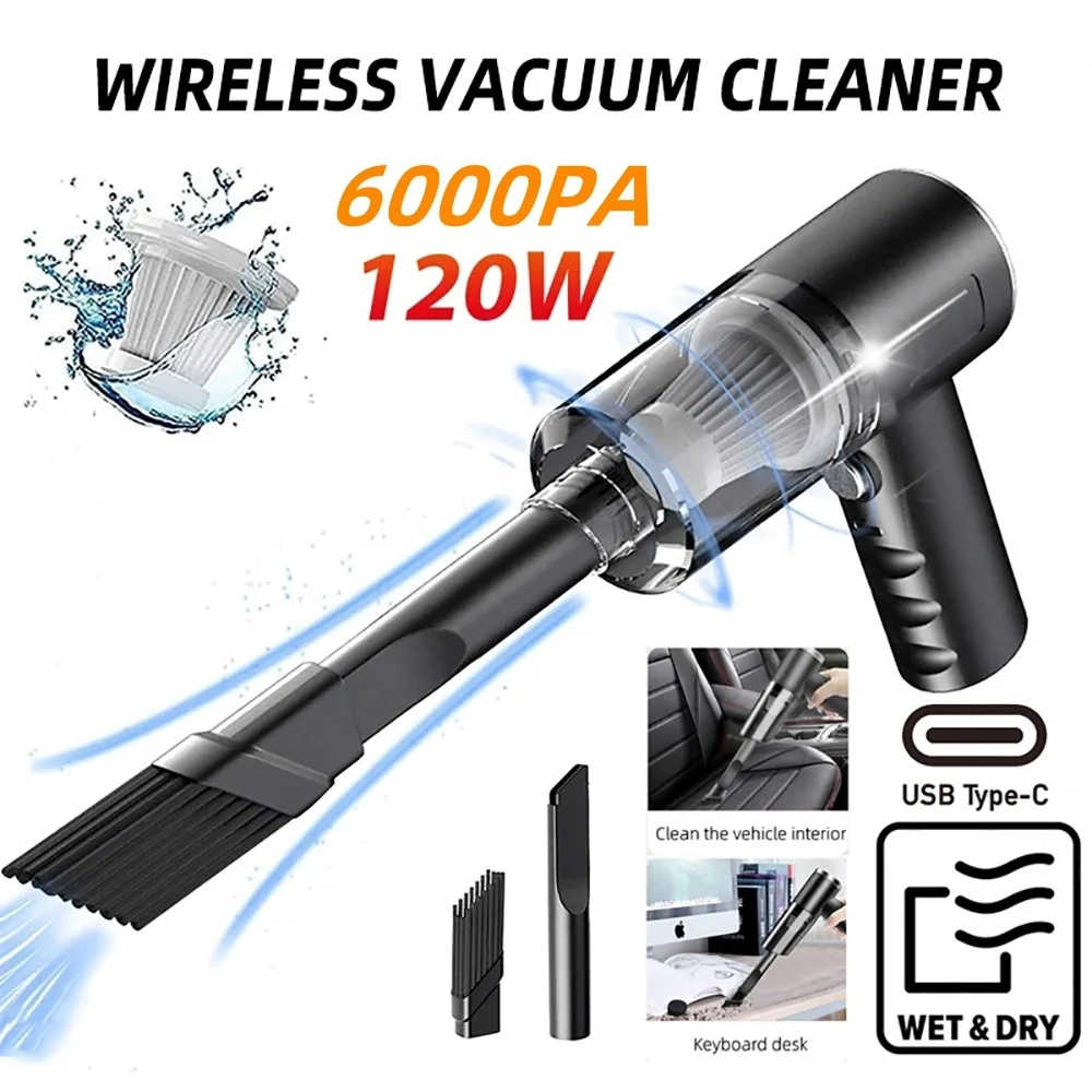 Portable Mini Vacuum USB Charging Handheld Vacuum Cleaner High Power Strong Suction Full Automatic for Car Home Daily Cleaning
