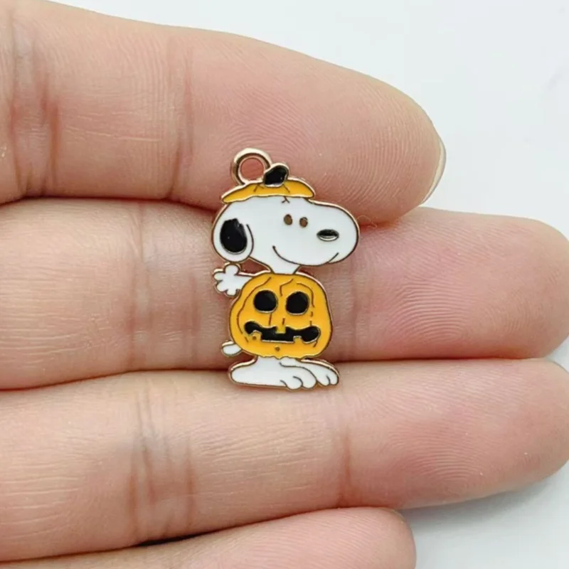 10Pcs Cute Halloween Cartoon Puppy Alloy Enamel Charms Pumpkin  Pendants DIY Jewelry Making Accessories view 3