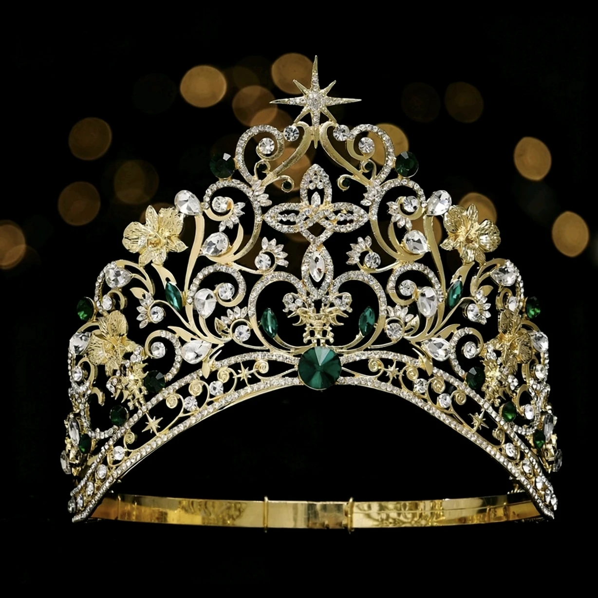 New Crystal Large Alloy Laurel Wreath Hair Crown Bride Exaggerated Luxury and Grand Baroque European Tiaras Headpiece Accessory