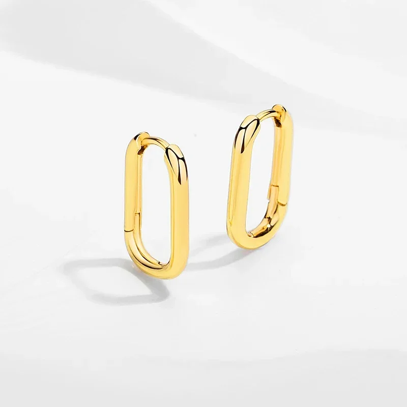 ต่างหูห่วงเงินแท้ 925 ทรงเรขาคณิต ขนาดใหญ่เล็ก สำหรับผู้หญิงผู้ชาย แบบโซ่ วงกลม ต่างหูแบบ Huggie เครื่องประดับสไตล์เกาหลี