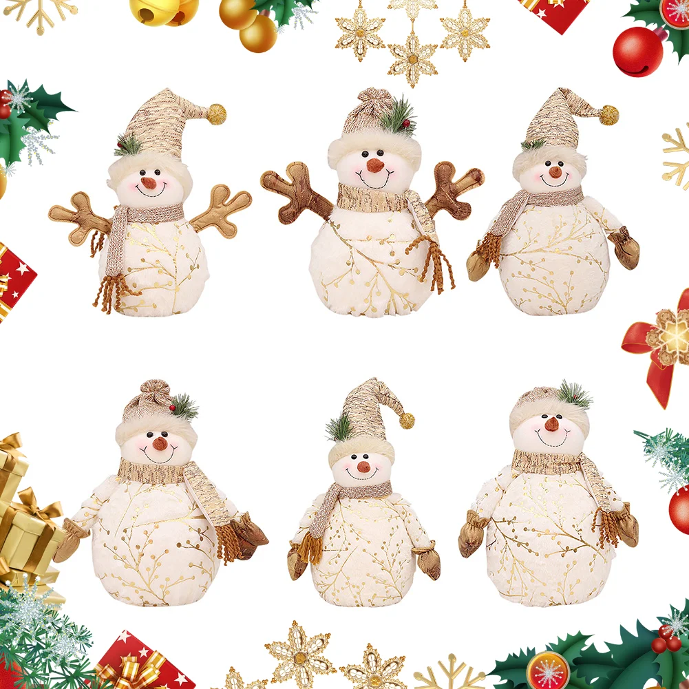 

Christmas Decor Snowman Figure Christmas Tree Ornaments Xmas Decor Hat Snowman Doll Printed Cloth for Shopping Mall Hotel Window