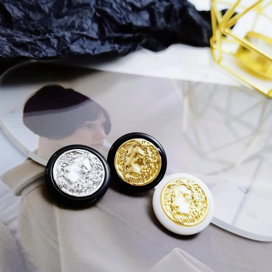 Botones de Metal de cabeza de león para abrigo Vintage Shanked, suéter de punto, ropa, botón redondo, 10 piezas por lote