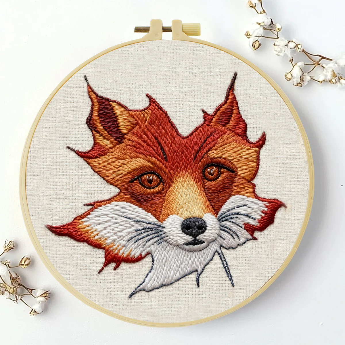 1 Stück 20X20CM/15X15CM 7,87/6,3 Zoll Fuchs-Stickerei-Starter-Kit DIY-Kit DIY-Stickerei-Set Handarbeiten Nadelkunst Heimdekoration – Detail 2