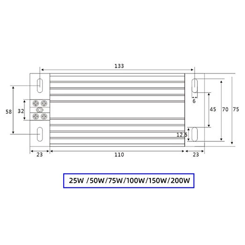 Narrow Type 75x156x23 DJR JRD Aluminum Alloy Heater Heating Plate 25W 50W 75W 100W 150W 200W 300W Screw Thread Installation