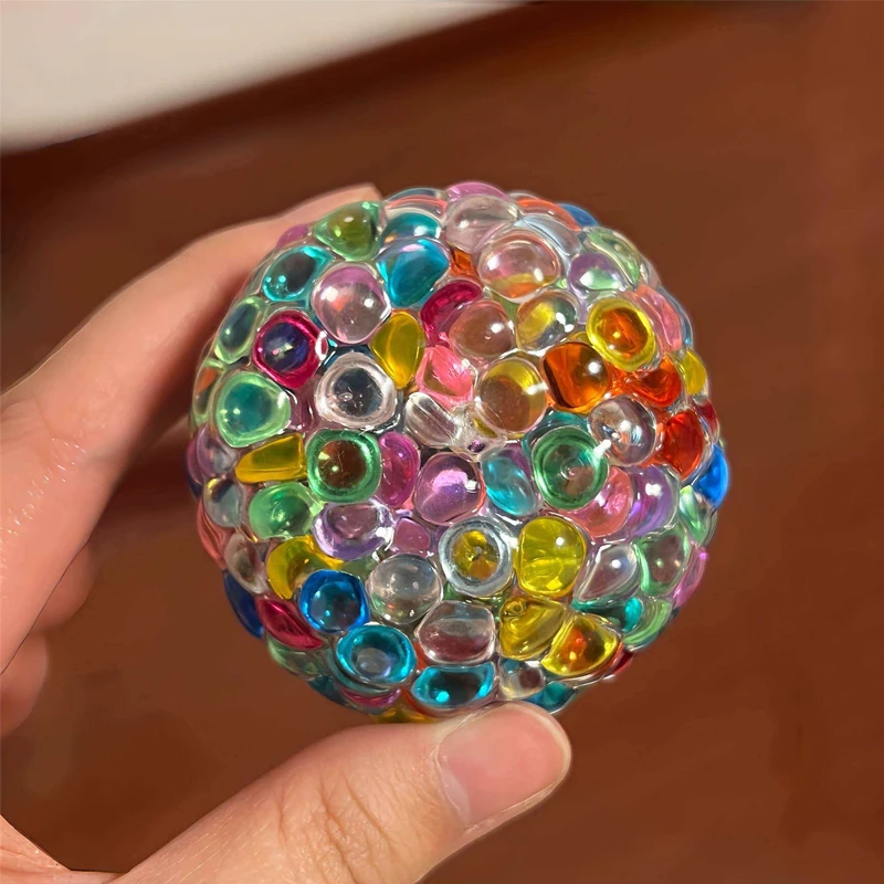 kk Fidget Ice Cube Colored Beads Squeeze Squishy Balls Hand Exercise Sensory ADHD Anxiety Stress Reliever Toys For Kids Adults