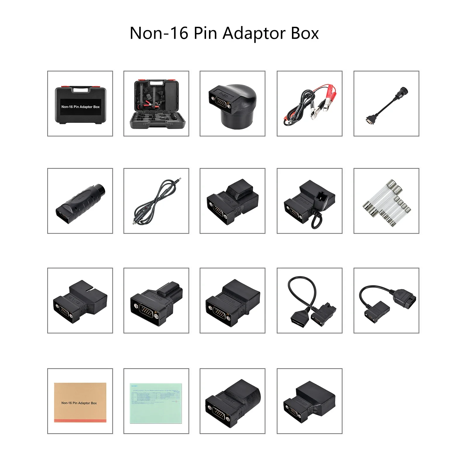 LAUNCH Non-16 Pin Adapter Box With 16 Kinds of Accessories (X-431 PAD VII PAD 7 Elite Adapter Kit)