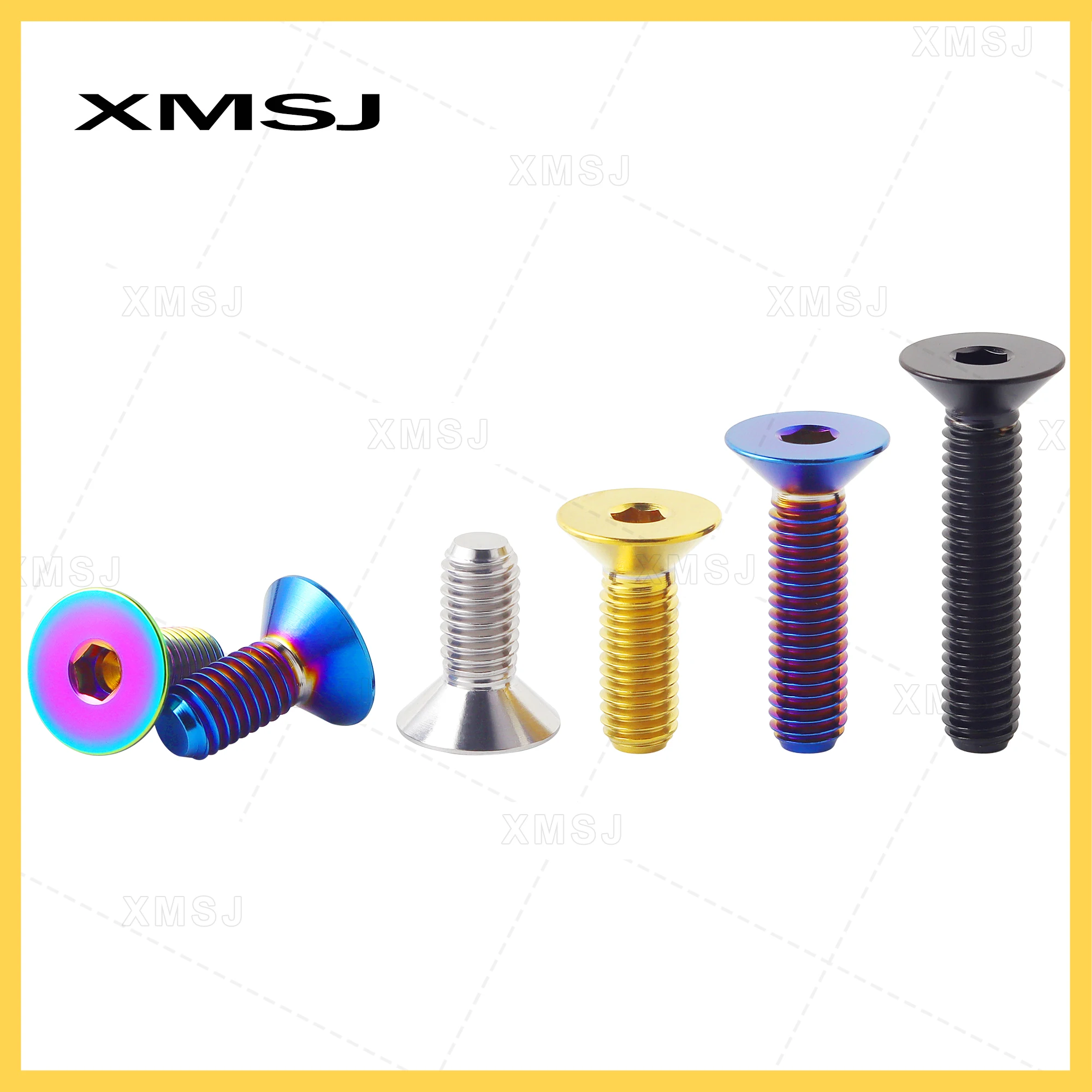 XMSJ سبائك التيتانيوم غاطسة رئيس الترباس M5x10 12 15 20 25 30 مللي متر دراجة تجديد ألين شقة رئيس عجلة توجيه سيارة المسمار