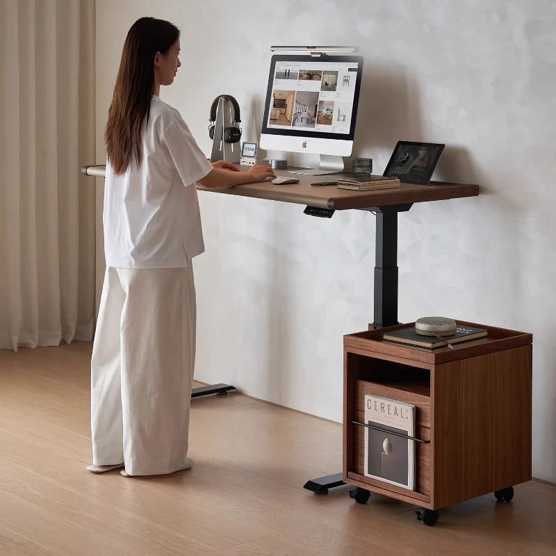Lifting desk, black walnut solid wood computer desk, household electric adjustable workbench Z