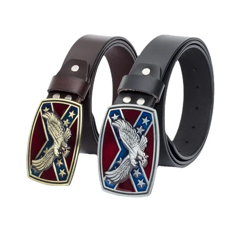 النسر تنقش حزام جلد الرجال عارضة مشبك حزام الخصر الكورية نمط السراويل حزام حزام جلد طبيعي الإكسسوارات #5