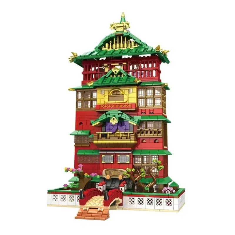 WGC 66032 Mysterieuze Stad Olie Huis Soep Oma Hot Spring Resort street view Model DIY Speelgoed Bouwstenen 1868 Stuks