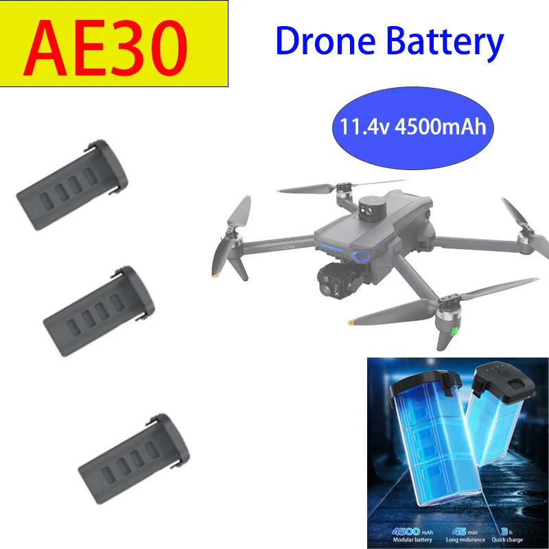 Batería para Dron GPS AE30, 11,4 V, 4500 MAh, batería para Dron GPS AE30, batería, tiempo de vuelo 48 minutos