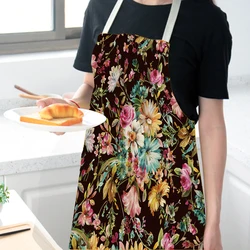 Flowers scenery Aprons for Women Linen Bibs Household Cleaning Apron Home Waterproof Chefs Cooking Baking Apron for Child