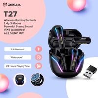 ONIKUMA T27 Bluetooth Headset with Touch Control 2.4Ghz Low Latency Stereo Dual-mode Gaming Earbuds for Phone, Pad, Laptop,PS5/4