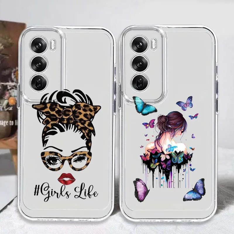 

Art Vogue Women Phone Case For OPPO A11 A16 A55 A56 A57 A72 A52 A73 A74 A54 A76 A78 Find X5 X6 X7 Ultra Pro 5G Transparent