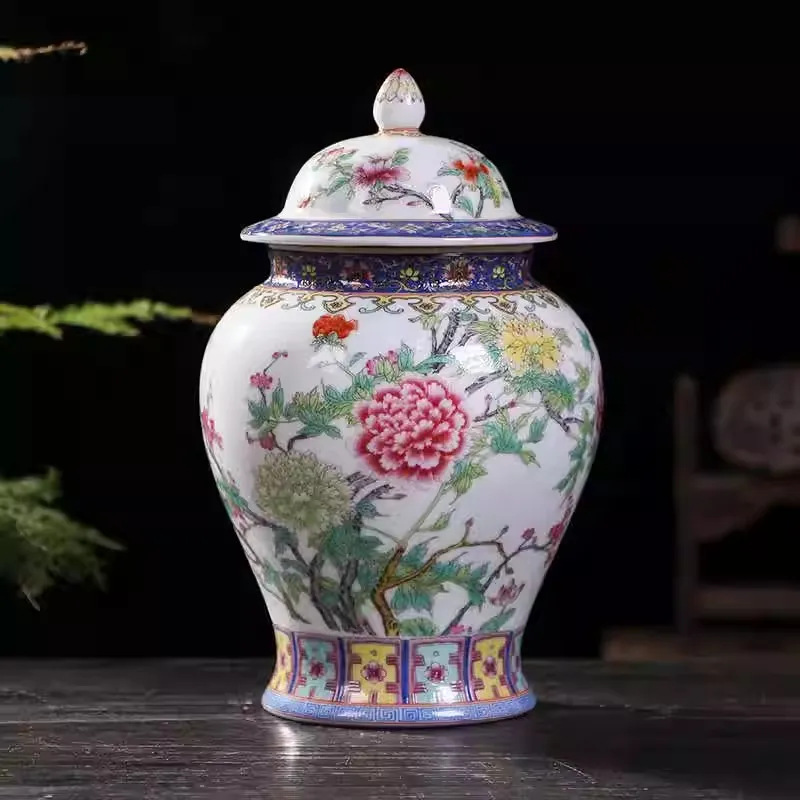 

Chinese Pink Porcelain General Jar Storage Jar Ceramic General Jar Vase Home Living Room Decoration