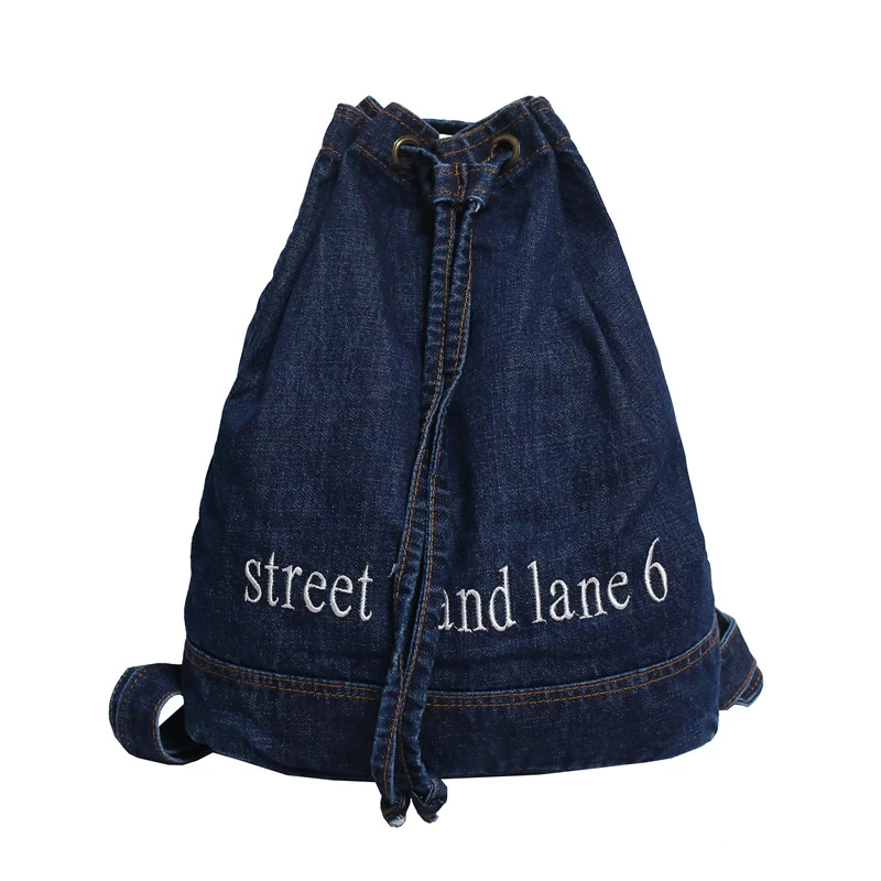 Denim Women's Backpack 2022 Trend String Back Bag Fashion College School Bags Casual Packbags for Teenage Travel Jeans Rucksack