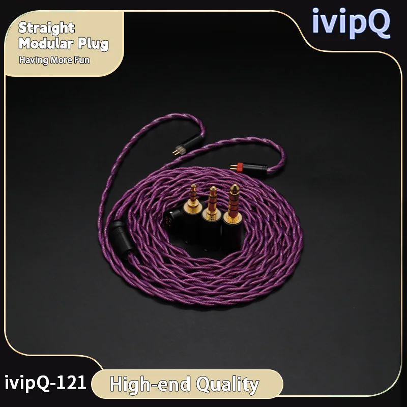 ivipQ 26AWG 7N OCC Palladium Plated 3-in-1 L-type Modular Plugs Earphone Replace Cable With MMCX/2PIN/IE900/QDC/N5005 For AKG