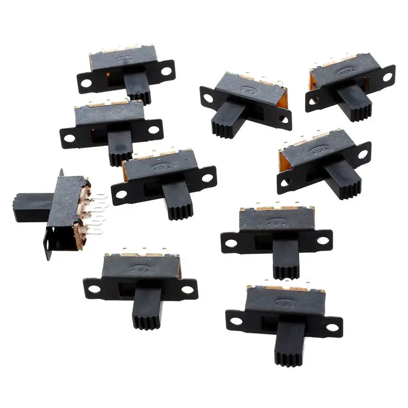 Mini interruptor deslizante DPDT On/On, 10 piezas, 6 pines, 2 posiciones