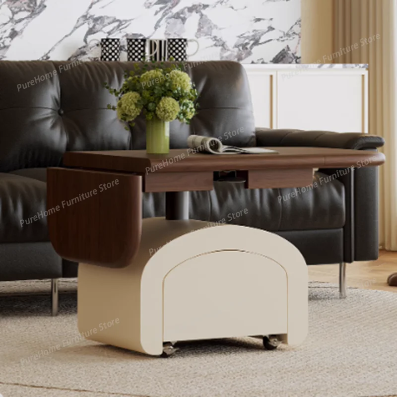

Drawers Simple Lift Coffee Table Foldable White Unique Italian Beige Glam Tables Premium Portable Stolik Kawowy Furniture
