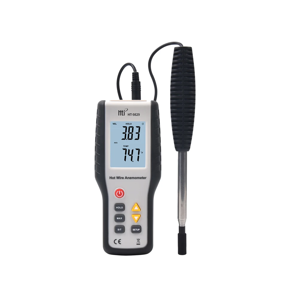 HTI HT-9829 High Sensitivie Digital Portable Wind Speed Meter Hot Wire Thermal Anemometer Anemometro Measuring Instruments