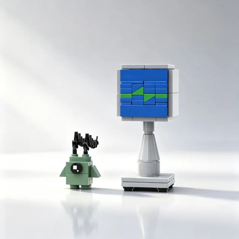 MOC Tiny Creature Smart Host Square Figure Building Blocks Anime Inspired Model Small‑Particle Puzzle Toy Desktop Decor Gift