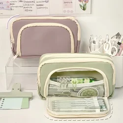 Girl Large Capacity Aesthetic Pencil Bag School Cases Cute Stationery Holder Bag Zipper Pencil Pouch Student School Supplies