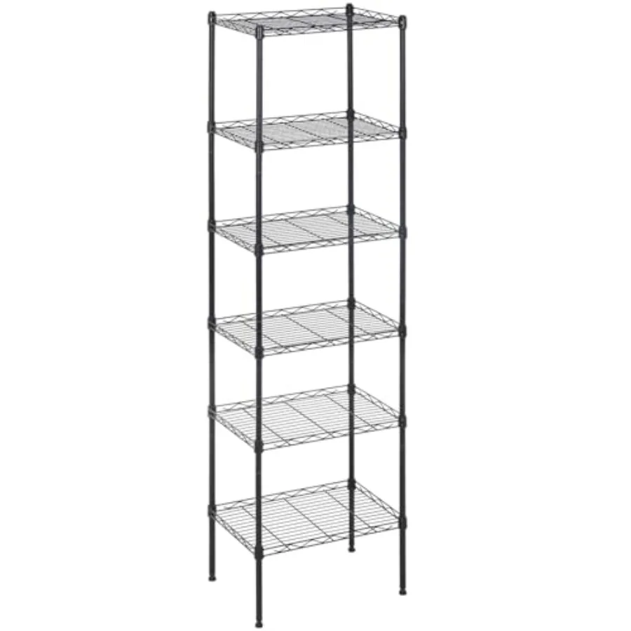 

6-Shelf Storage Shelves, Adjustable Shelving Unit Wire Shelving Metal Shelves, 11.8" D x 16.7" W x 63.6" H